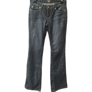 Bebe Jeans Women's Sz 28 Made USA Low Rise Bootcut Stretch Denim Y2K 2000s Logo